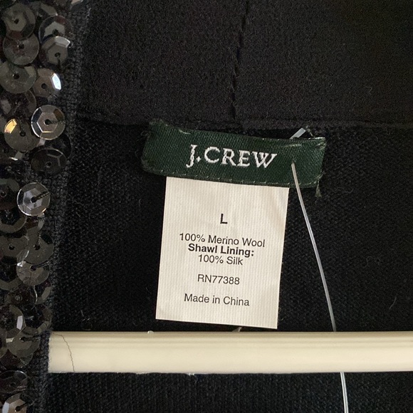 J. Crew black sequin open front cardigan, size large - Picture 2 of 4